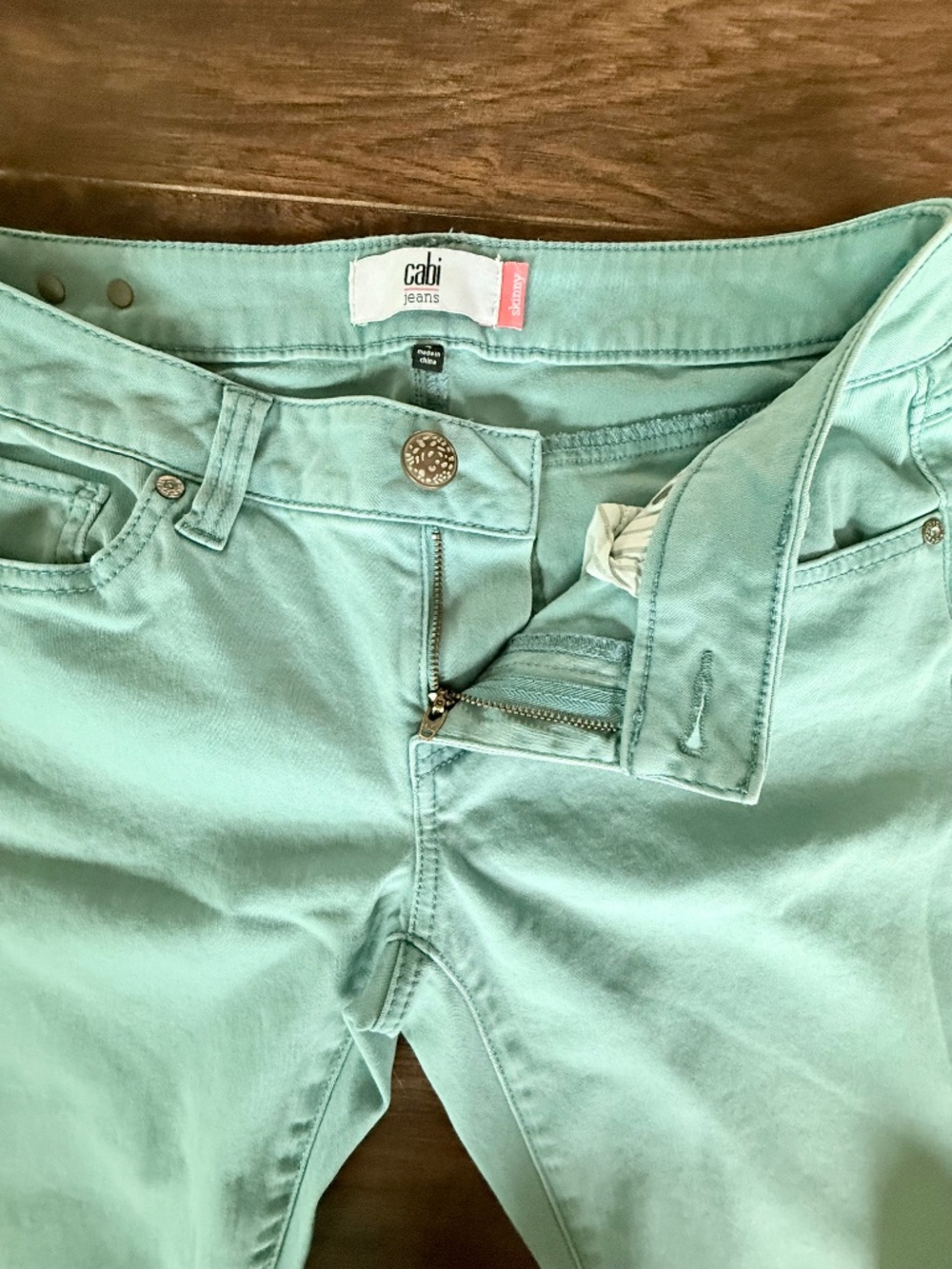 CAbi #5169 Tidal Skinny Jeans Greenish-Blue Stretch Denim Size 4 - Picture 7 of 8